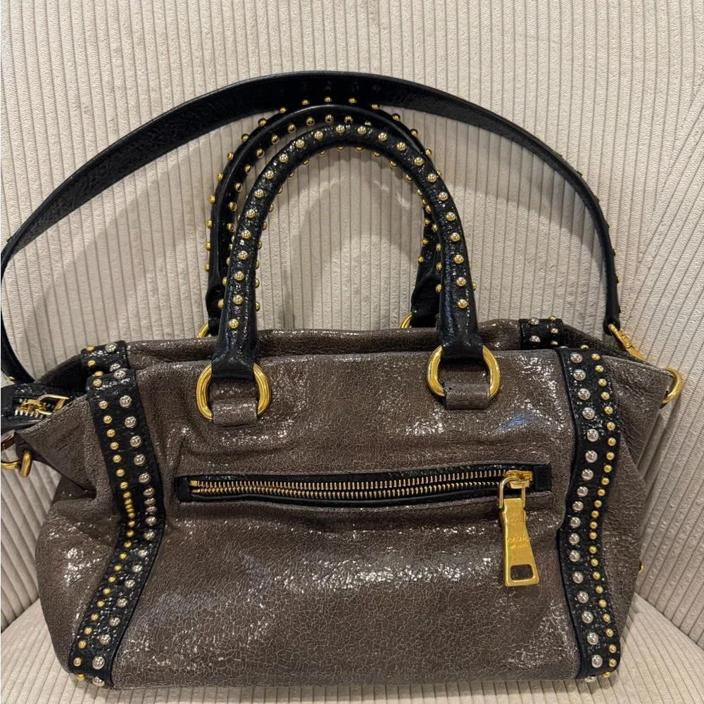 studded prada crinkle bag